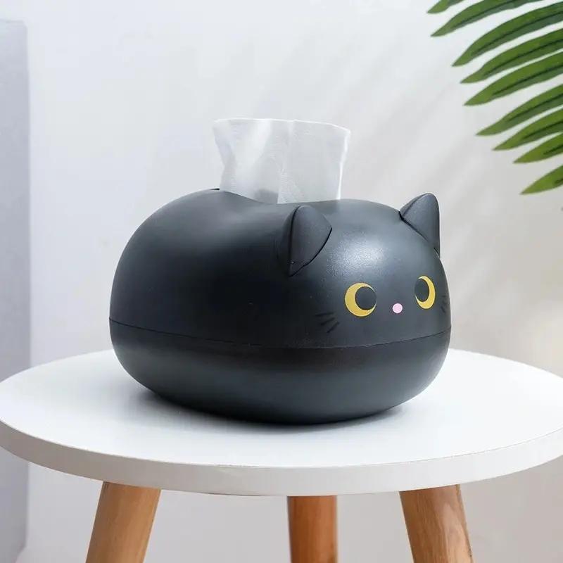 Cartoon Cat Design Tissue Box, 1 Count Multifunctional Home Decoration Paper Box For Kitchen