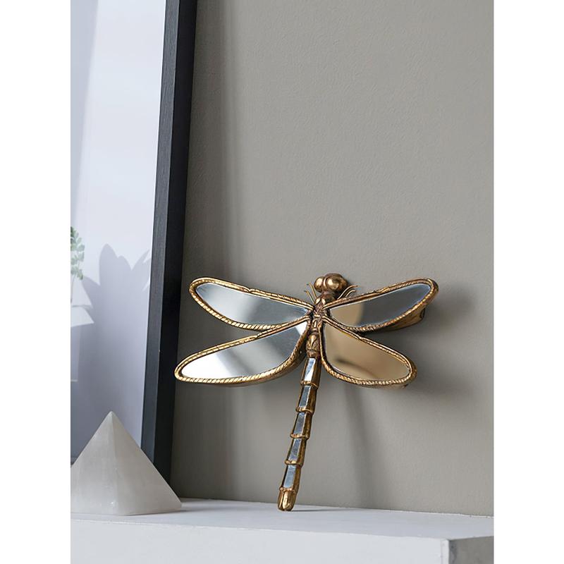 1pc Large 3D Dragonfly Resin Mirror Wall Decoration – Retro Hanging Decor for Living Room or Bedroom, Perfect Housewarming Gift