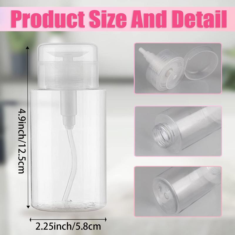 3 Pack Push Down Pump Dispenser Empty Push Top Bottles Containers for Nail Polish Makeup Remover Micellar Water Facial Toner 6.7oz 200ML