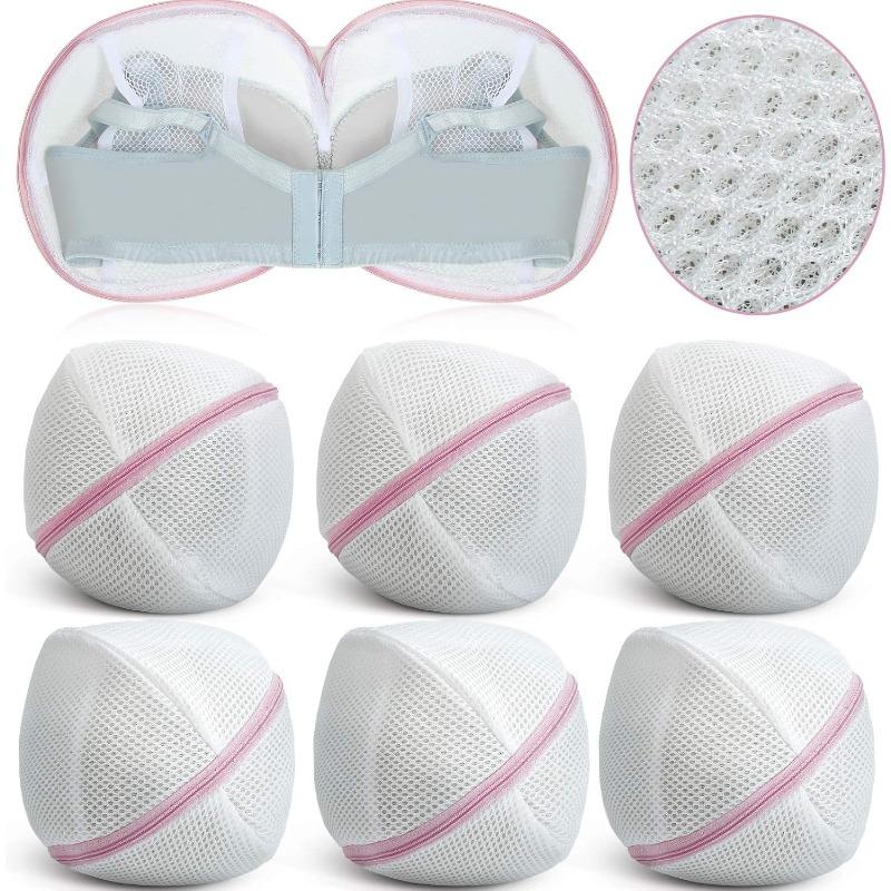 6 Pieces Bra Washing Bag for Laundry Mesh Wash Bag Laundry Bags Lingerie Bag Underwear Brassiere Washing Bags with Zipper for Women Laundry Storage (Pink)