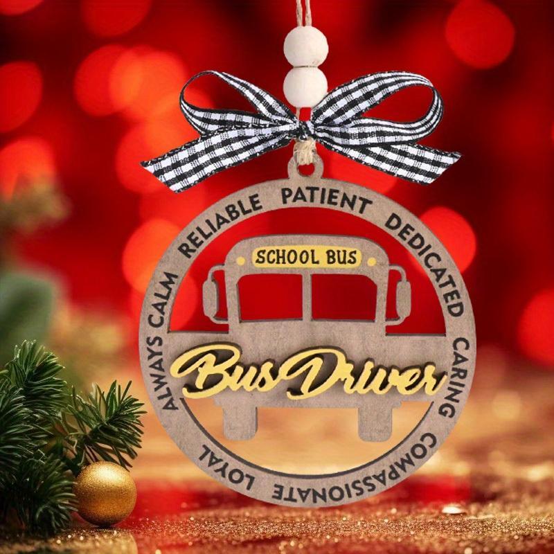 School Bus Design Driver Themed Ornament, 1 Count Unique Christmas Pendant, Bus Driver Appreciation Gifts for Men Women