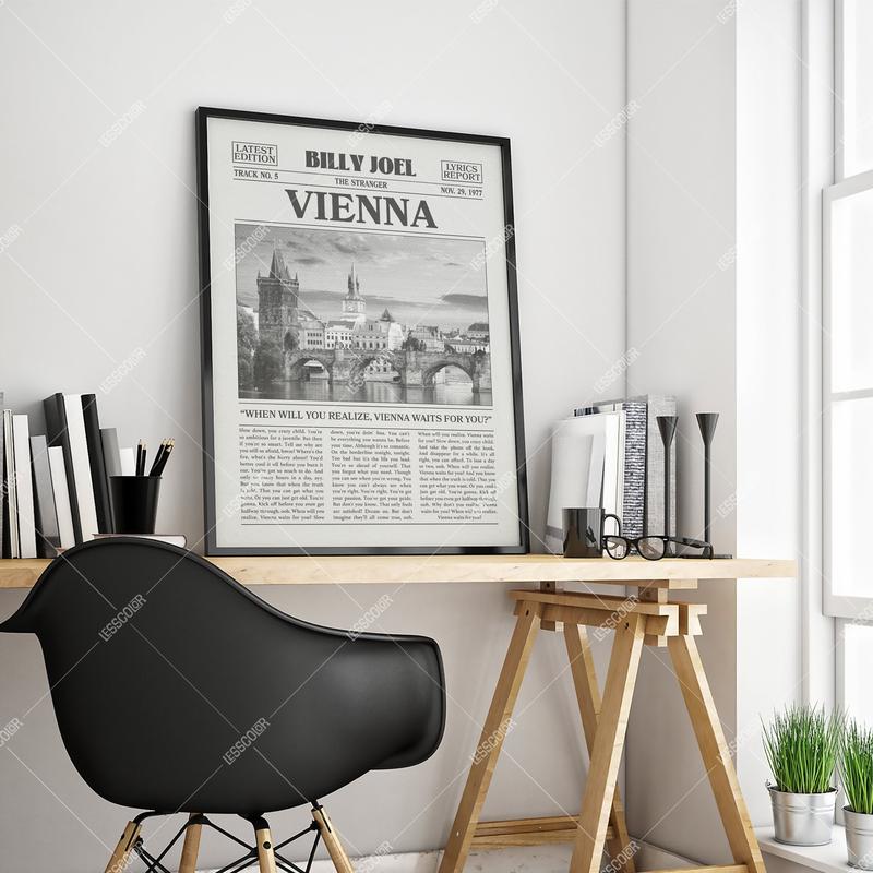 Billy Joel Retro Newspaper Print, Vienna Poster, Vienna Lyrics Print, Billy Joel Poster, The Stranger Poster, No frame.