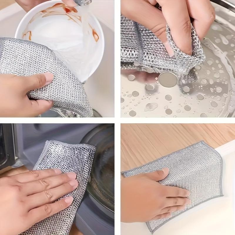 New UpgradeTriple-Layer Non Scratch Wire Dishcloth,Wire Dishwashing Rag,Kitchen Cleaning DishRags,Powerful Multipurpose Wire Miracle Cleaning Cloths For Cookware,Sinks, Dishes,Stove Top