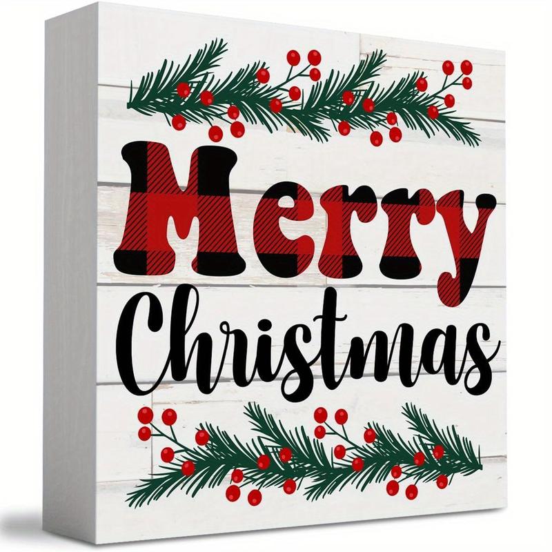 Merry Christmas Letter Pattern Desktop Ornament, Square Foam PVC Desktop Ornament, Desk Table Party Decoration Supplies, Ideal Gifts for Family and Friends