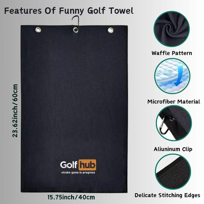 Golf Towel, Golf Accessories for Men & Women, Embroidered Funny Golf Towel, Easy To Clean and Carry Golf Towel, Outdoor Sports Towel, Golf Equipment