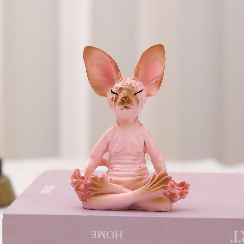 Home Decor Toy for Girls and Boys, 1 Count Girl Toy Yoga Sphynx Cat Design Resin Statue for Living-room Office Desk