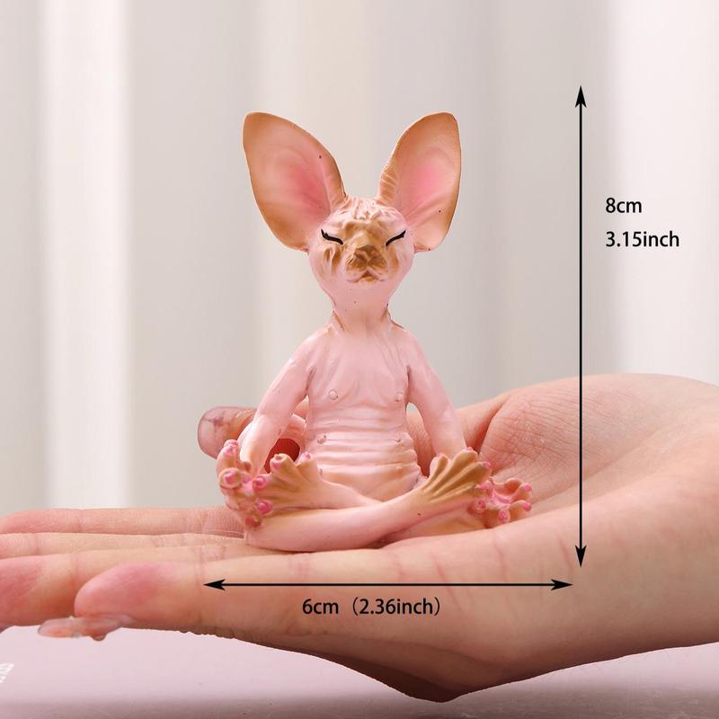 Home Decor Toy for Girls and Boys, 1 Count Girl Toy Yoga Sphynx Cat Design Resin Statue for Living-room Office Desk