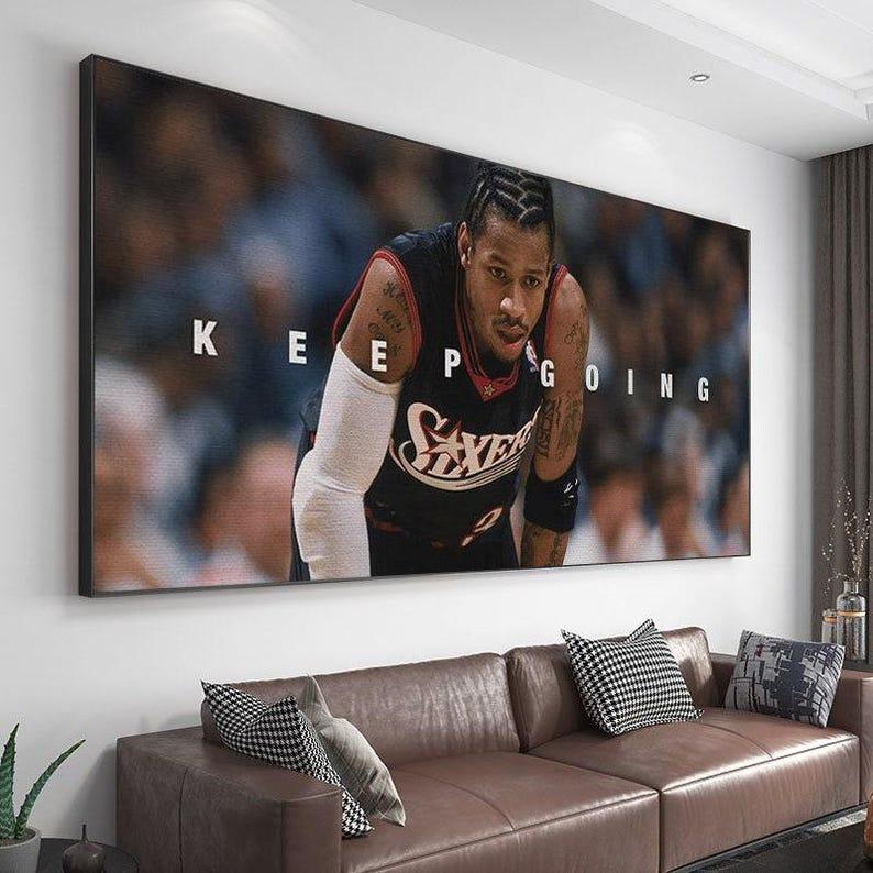 NBA - Allen Iverson Keep Going Motivational Quote Basketball Poster Painting Wall Art