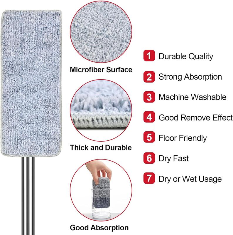 Lazy Flat Mop with Bucket and 3 Microfiber Mop Heads, Hand Adjustable Cleaning Tool for Home, Box Pet Round - Set