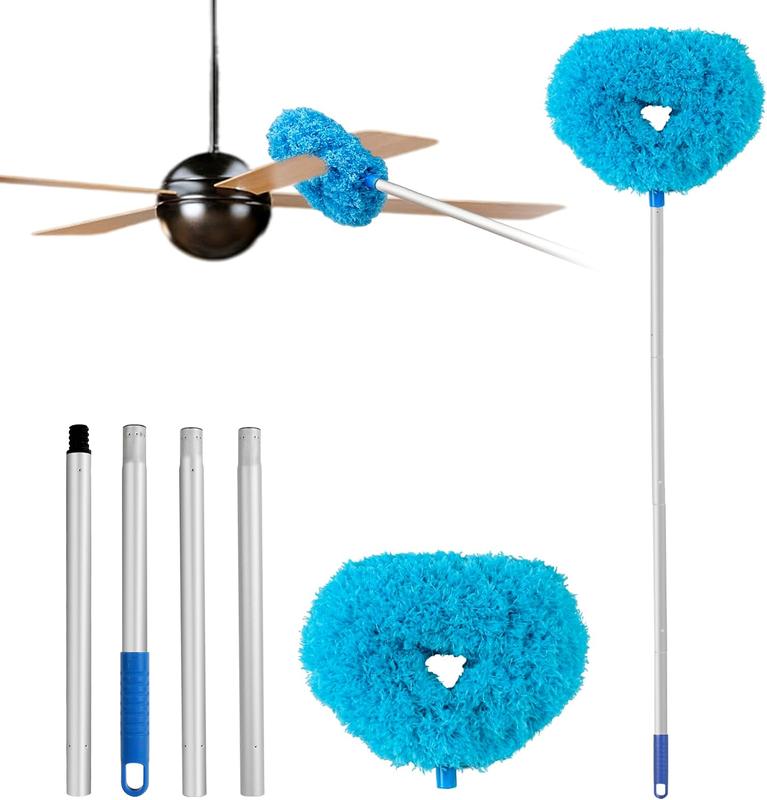 Ceiling Fan Cleaner Duster Reusable Microfiber Ceiling Fan Blade Cleaner Removable Duster with Extension Pole Adjusts 13 to 49.7 Inch for Cleaning Walls...