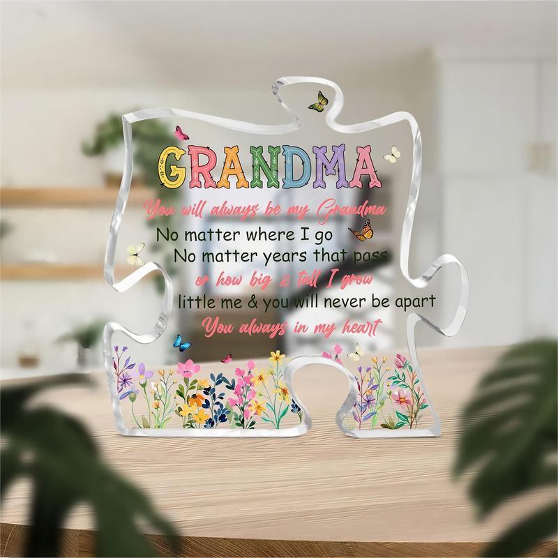 Acrylic Puzzle Grandma Statue, Transparent Home Decoration, Summer Gift, Creative Gift For Grandma