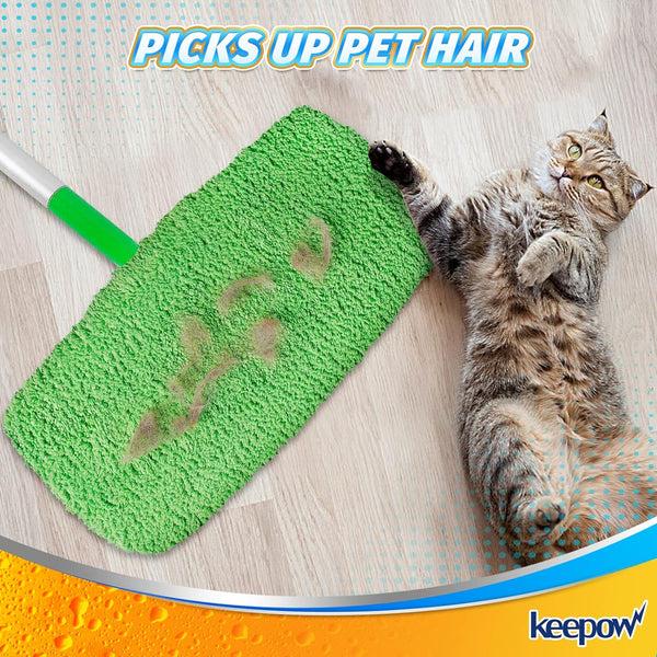 KEEPOW 5701M Reusable Green Cotton Pads for All 10 Inches Flat Mop (mop is not include)