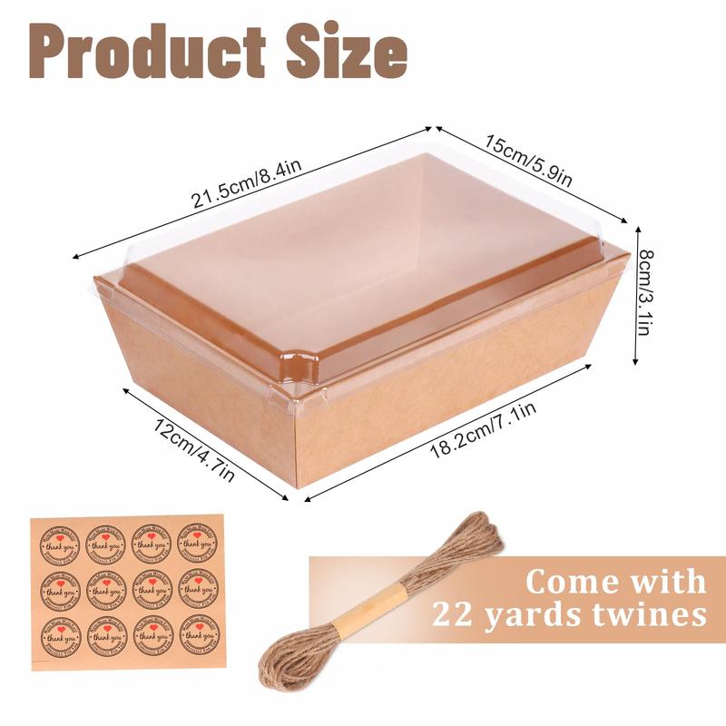 30 Pack Charcuterie Boxes with Clear Lids, 8x6 Inch To Go Paper Charcuterie Box, Food Disposable Containers, Charcuterie Board with Lid for Sandwiches, Strawberries, Cookie, Cake Slice, Cupcakes