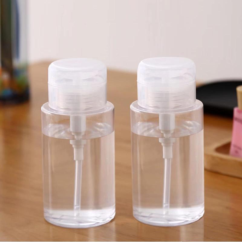 3 Pack Push Down Pump Dispenser Empty Push Top Bottles Containers for Nail Polish Makeup Remover Micellar Water Facial Toner 6.7oz 200ML