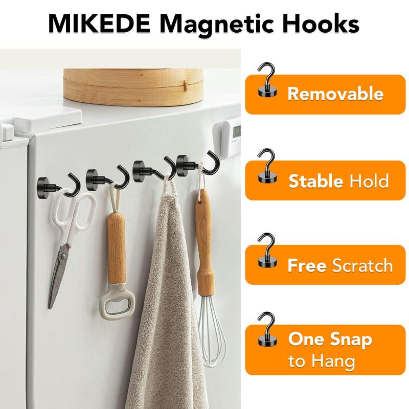 Magnetic Hooks Heavy Duty, 28Lb Strong Rare Earth Neodymium Magnets with Hooks for Hanging, Magnetic Hanger Cruise Hooks for Kitchen, Home, Workplace, Office and Garage, Pack of 28