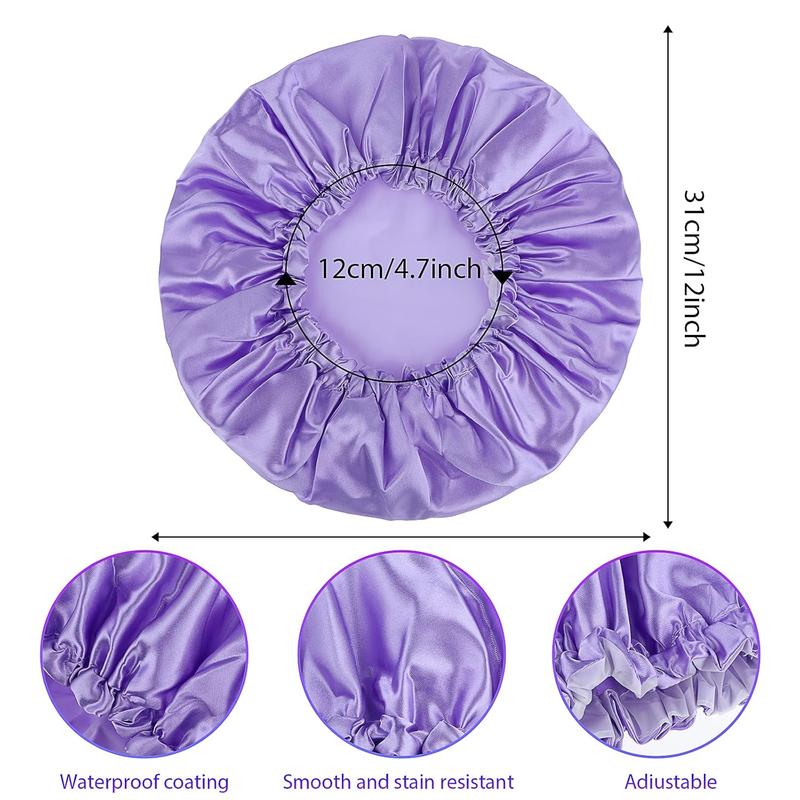 Large Shower Caps for Women,  Shower Cap Double Layers Bath Caps Reusable Hair Cap Washable Elastic Shower Bonnet Bath Hair Hat for Long Hair Braids