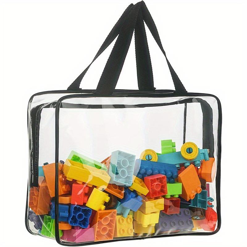 Transparent Toy Storage Bag, 4 Counts Large Capacity Zipper Toy Storage Bag, Multipurpose Travel Case  Storage Tote  for Building Blocks, Puzzles, Student Books