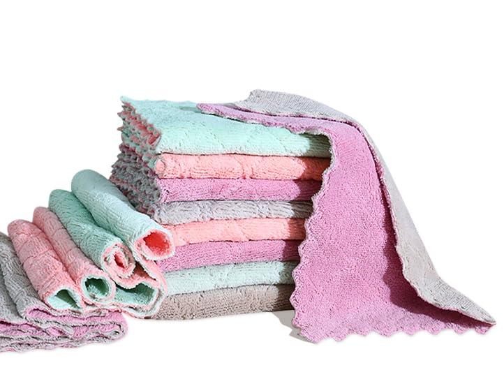 12 Pack Coral Velvet Microfiber Dish Towels, Super Absorbent Kitchen Cloths for Cleaning, Soft Tea Towels, Quick Dry Reusable Washcloths