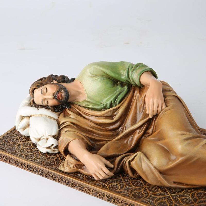 Catholic Sleeping St. Joseph Statue, Prayer Religious Figure, Patron Saint Statue, Catholic Gift for Dad, Devout Home Decor, 12