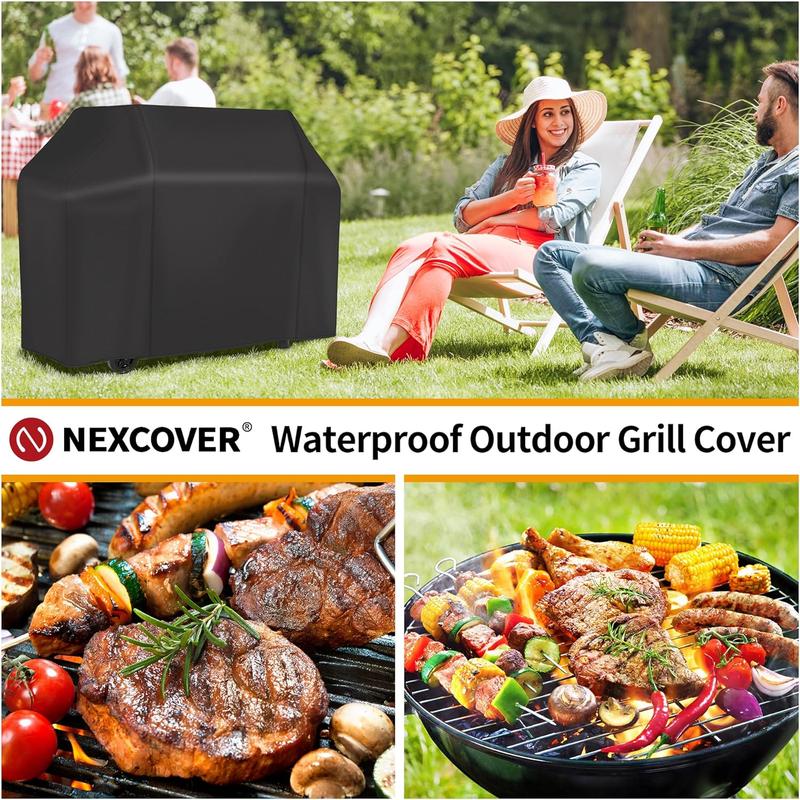 NEXCOVER Grill Cover, BBQ Cover 55 inch,Waterproof BBQ Grill Cover,Fade Resistant Gas Grill Cover, Barbecue Grill Covers, Fits Grill of Weber, Brinkmann, Nexgrill, Black Grill Cover for Outdoor Grill. Drawstring