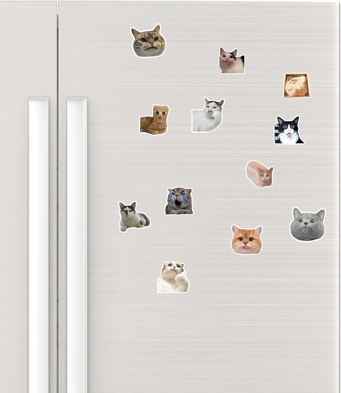 12 Pieces Funny Cat Emoji Fridge Magnets Cute Fridge Magnets Decorative Ethical Humor Housewarming Gifts For Home Office Cabinets School Lockers Whiteboards Dishwashers Thickened Strong Magnetic Acrylic Fridge Stickers