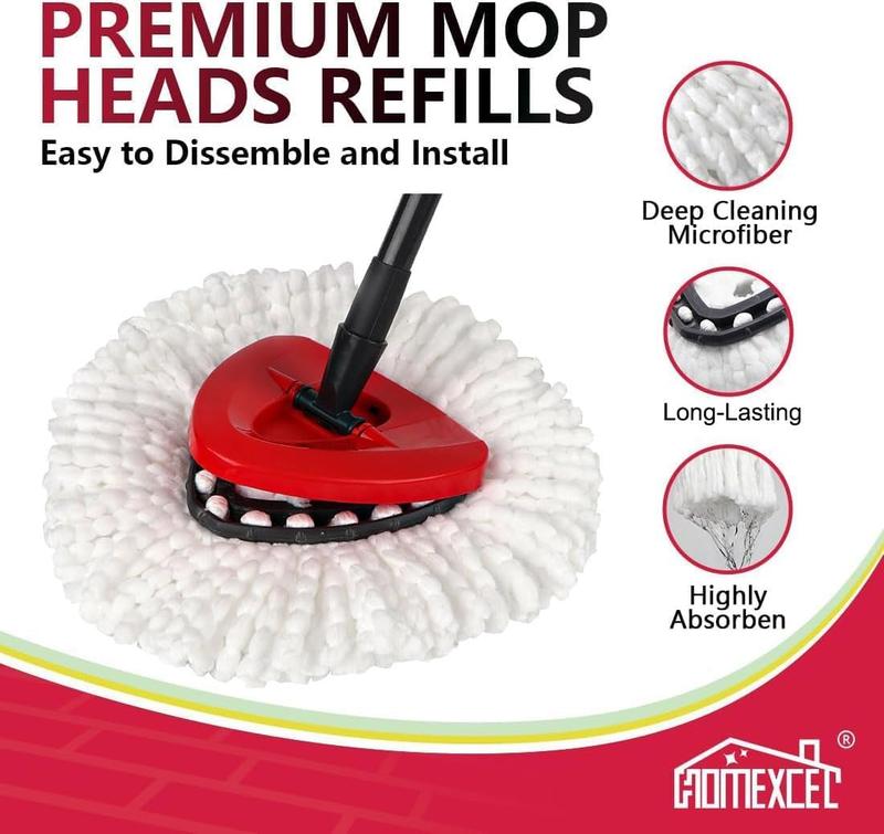 Mop Replacement Heads Compatible with O-Cedar EasyWring Spin Mop 3 Pack-Washable Microfiber Spin Head Refills-Easy Cleaning Mop Head