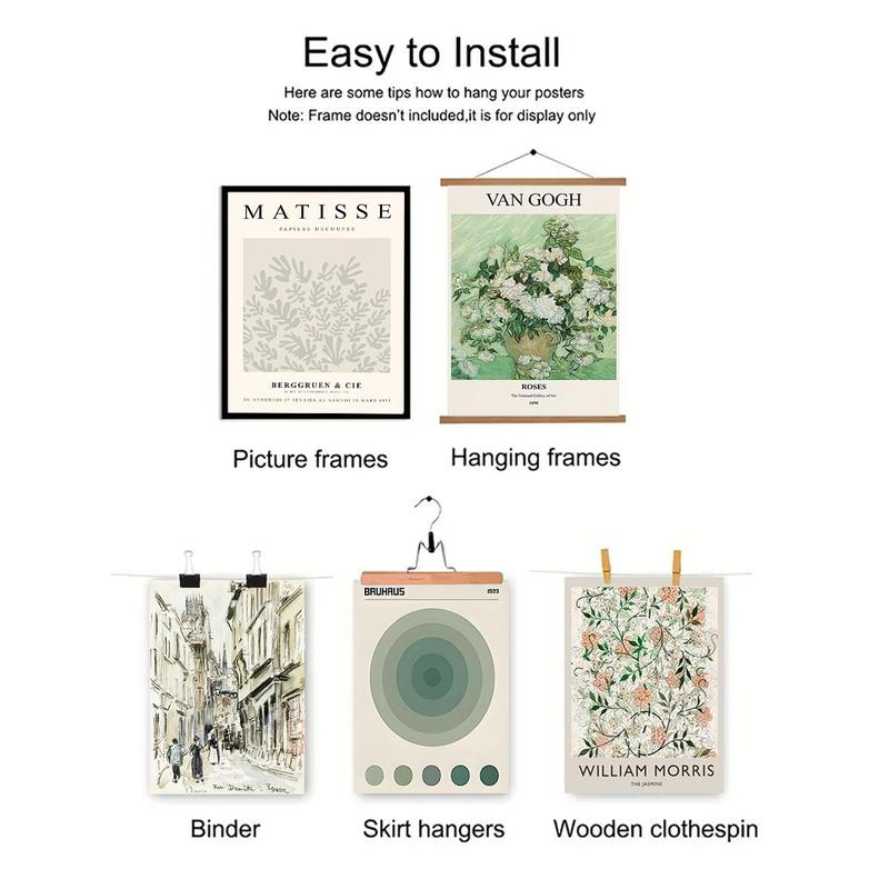 Unframed Sage Green Master Wall Art Prints for Room Decor, 6 Counts set Abstract Matisse Wall Art Exhibition Posters, Boho Art Prints, Retro Aesthetic Home Decor, Wall Decor, Bedroom Decor, Fall Decor, Men Gifts