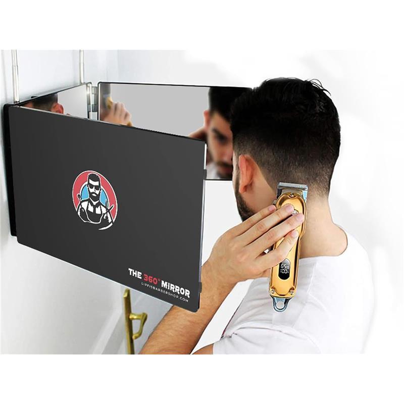 The 360 Mirror - 3 Way Mirror for Self Hair Cutting - Adjustable Trifold Barber Mirror to Cut Your Own Hair - Tri Fold Self Haircut System for Men and Women Braiding - Three Sided Mirror for Haircuts