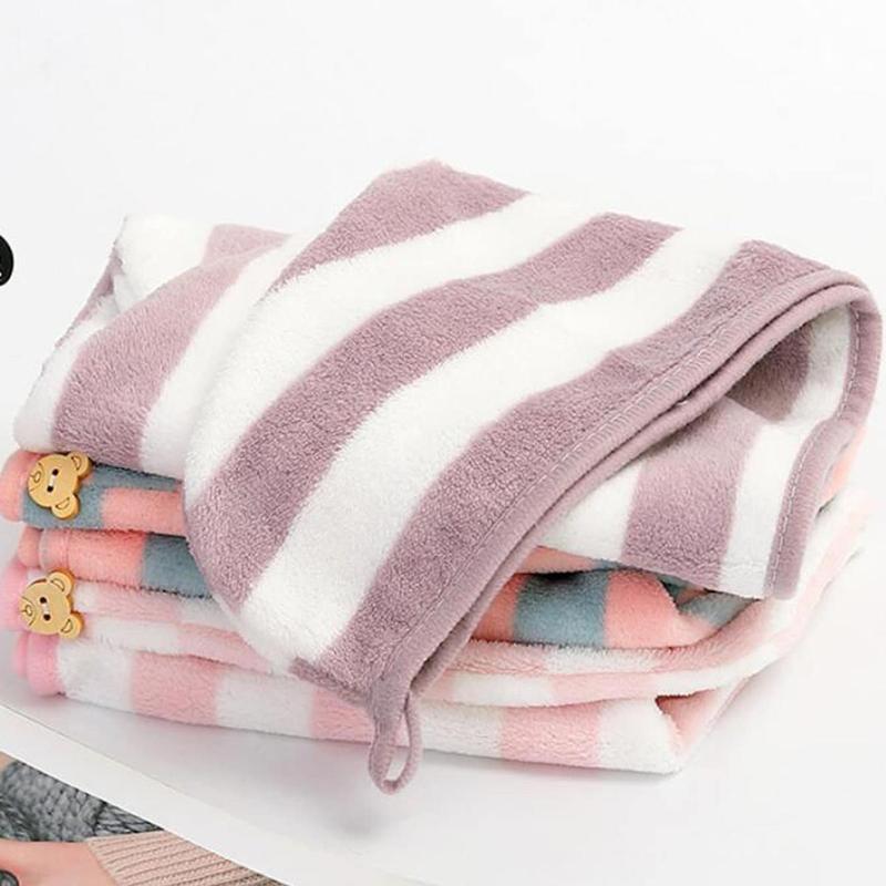 Random Color Hair Drying Towel, 1 Count Striped Pattern Hair Wrap Towel, Soft Absorbent Quick-drying Hair Towel Wrap, Hair Turbans for Wet Hair