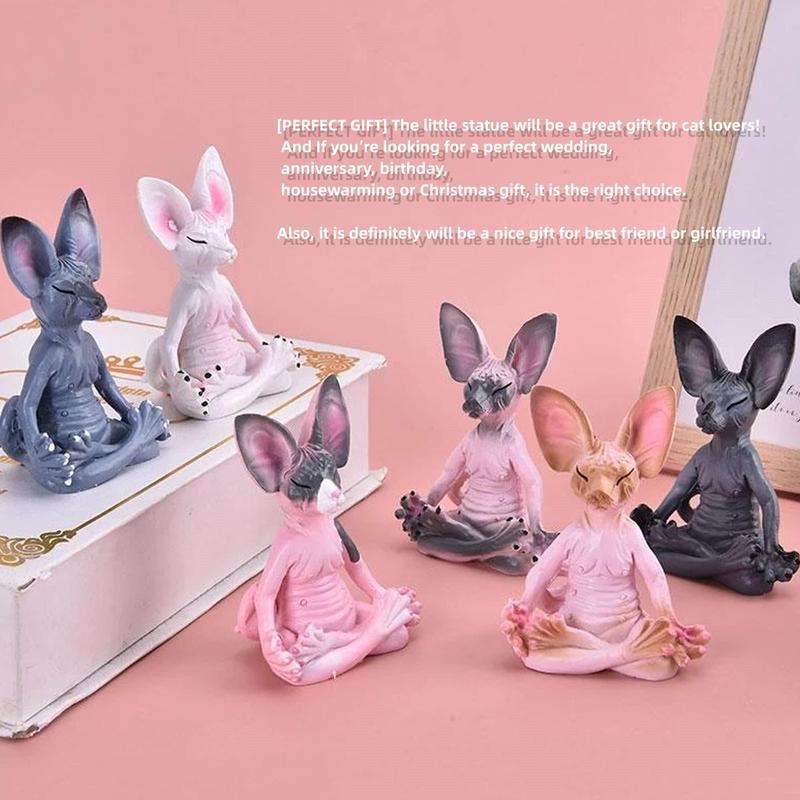 Home Decor Toy for Girls and Boys, 1 Count Girl Toy Yoga Sphynx Cat Design Resin Statue for Living-room Office Desk