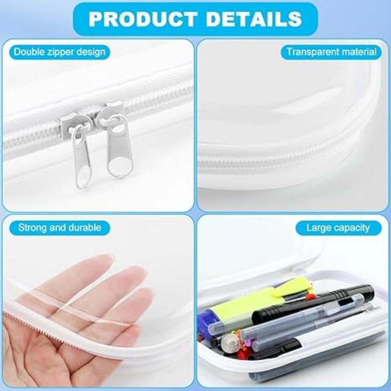 Clear Zipper Hard Bag, 1 2 3 Counts Transparent Hard Shell Zipper Box, Portable Waterproof Cosmetic Bag, Storage Container for Small Items Toys Cosmetics Stationery