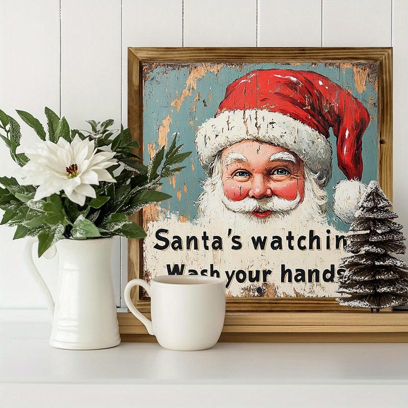 Vintage Santa Claus Design Wall Art, 1 Count Wooden Hanging Painting, Wall Decor for Home Living Room Bedroom, Christmas Decorations