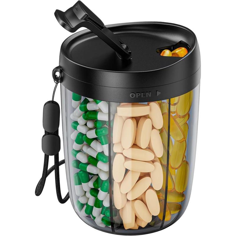 BLACK FRIDAY DEAL- Pill Organizer Bottle - Anti-Mixing Design - Wide Openings - 6 Types of Vitamins Pills - Convenient Use - Canister, Tin