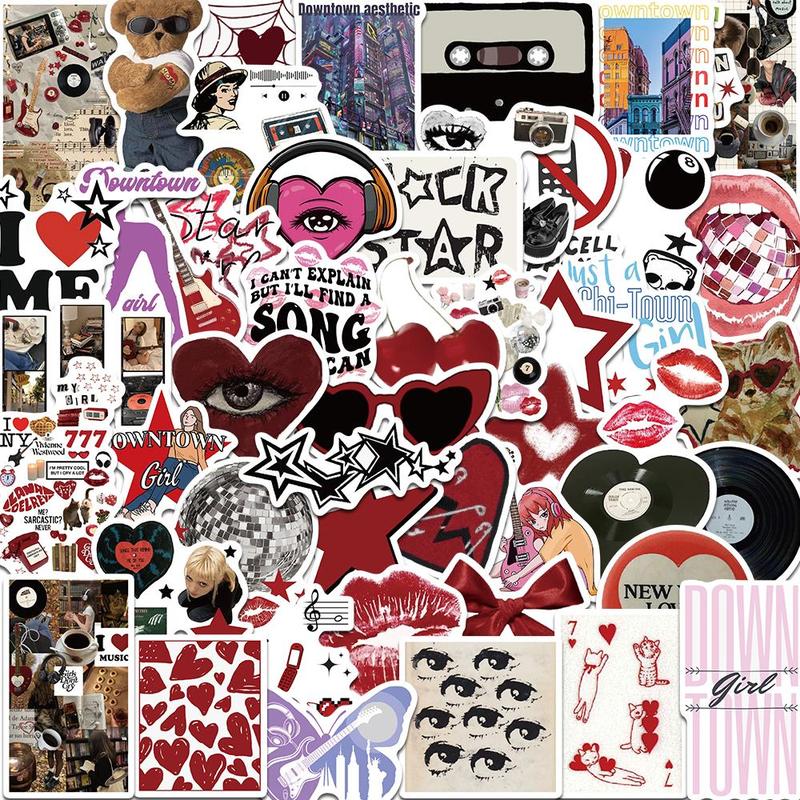 Y2K Girls Themed Sticker, 100pcs Self Adhesive Decorative Stickers, DIY Decals for Water Bottle, Laptop, Phone Case, Scrapbooking, Journal Making