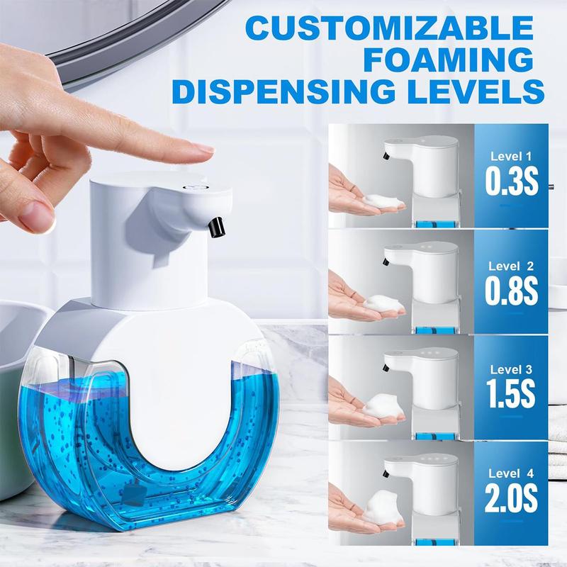 Automatic Foam Soap Dispenser, 1 Count 4-level Adjustable Touchless Soap Dispenser, Rechargeable Sensor Soap Dispenser for Bathroom Kitchen