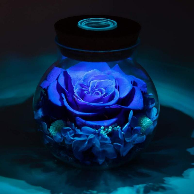 Preserved Real Roses with Colorful Mood Light Wishing Bottle, Eternal Rose,Never Withered Flowers, Table Decor,Christmas Anniversary Valentine's gift artificial flower Holographic Artificial Rose Flower