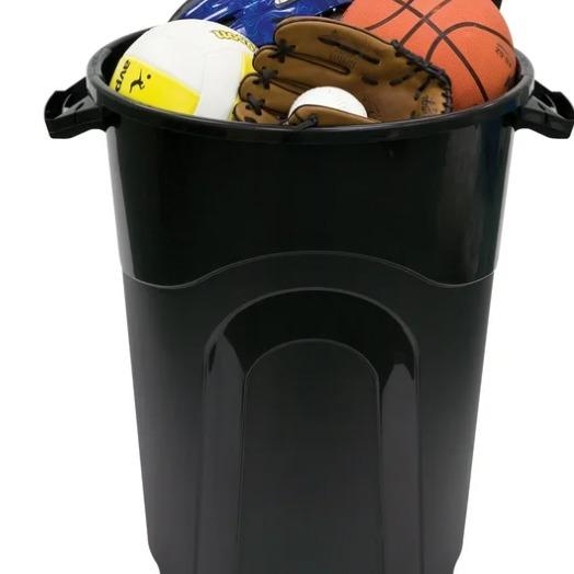 32 Gallon Heavy Duty Plastic Garbage Can with Lid, Indoor Outdoor, Black