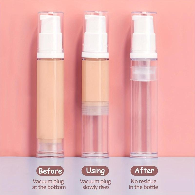 Empty Airless Pump Bottle, 5 Counts Clear Travel Pack Cosmetic Container for Foundation, Cosmetics, Gel, Essence, Lotion, Moisturizing Cream, Refillable Portable Bottle for Indoor & Outdoor