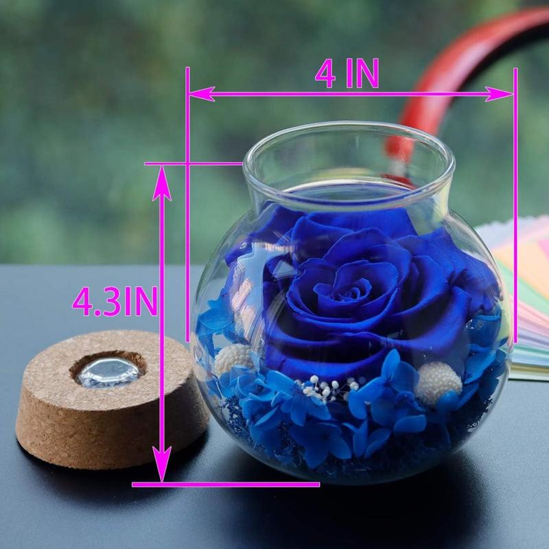 Preserved Real Roses with Colorful Mood Light Wishing Bottle, Eternal Rose,Never Withered Flowers, Table Decor,Christmas Anniversary Valentine's gift artificial flower Holographic Artificial Rose Flower