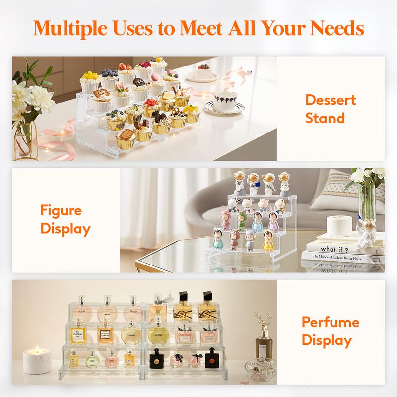 Lifewit 4 Tier Clear Display Stand for Perfume, Cologne, Fragrance, Skincare, Makeup, Cosmetics, Figures, Cupcake, Dessert