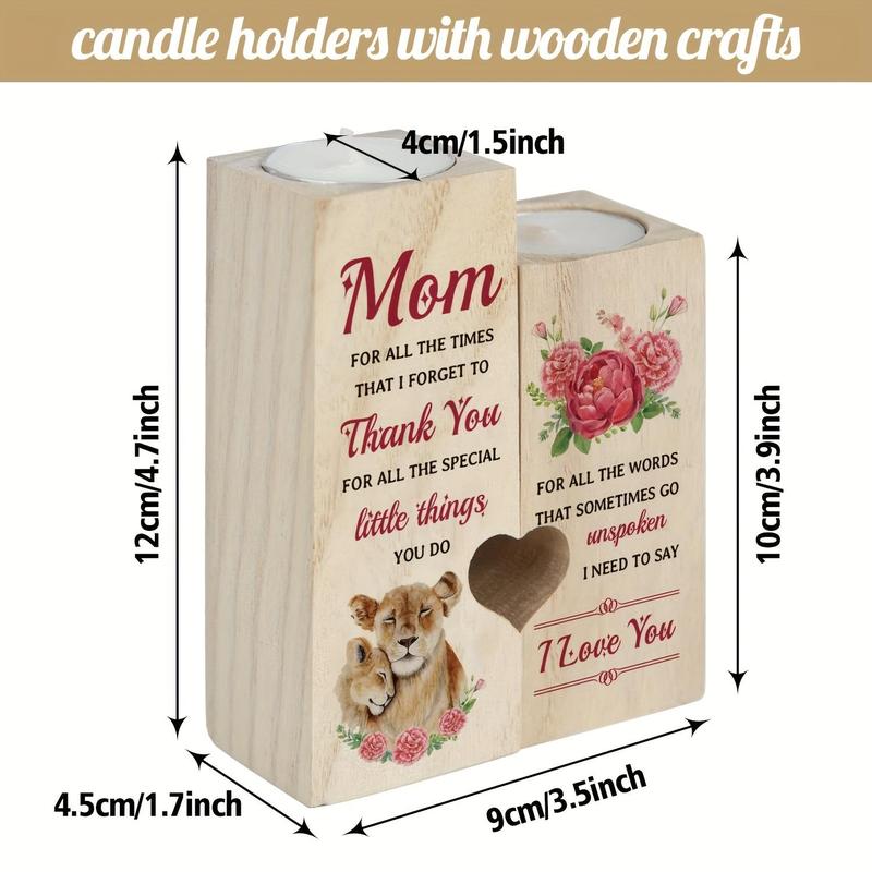 Wooden Candle Holder without Candle, 2 in 1 Creative Lion & Letter & Flower Pattern Candle Holder, Spring Home Decor Supplies for Birthday, Spring Decor 2024, Room Decor