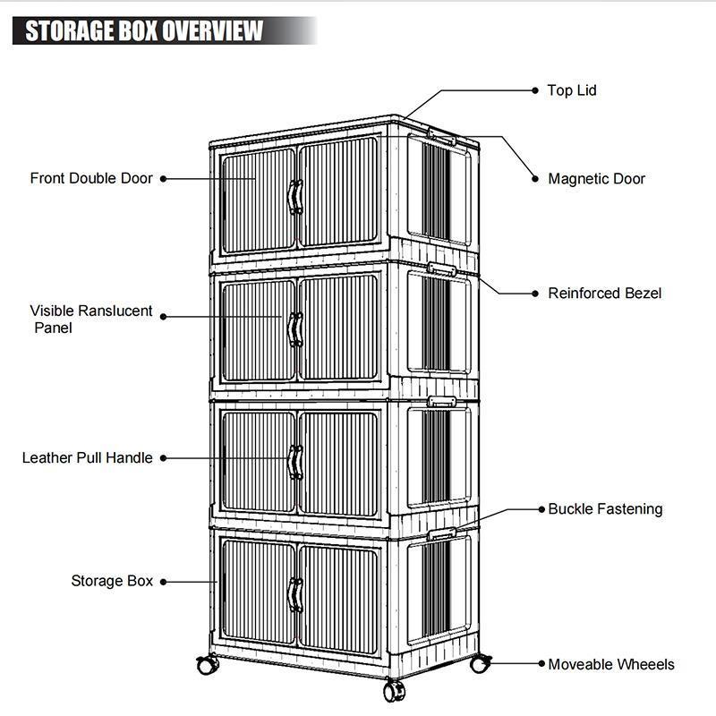 ONAIL Foldable Storage Box with Lid, Stackable Household Storage Holders with Wheels