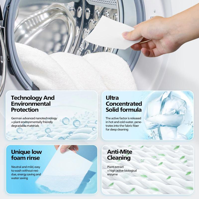 Laundry Detergent Sheet, 60pcs box Cleaning and Stain-removing Laundry Detergent Sheets with Long Lasting Fragrance, Household Cleaning Supplies for Home Use