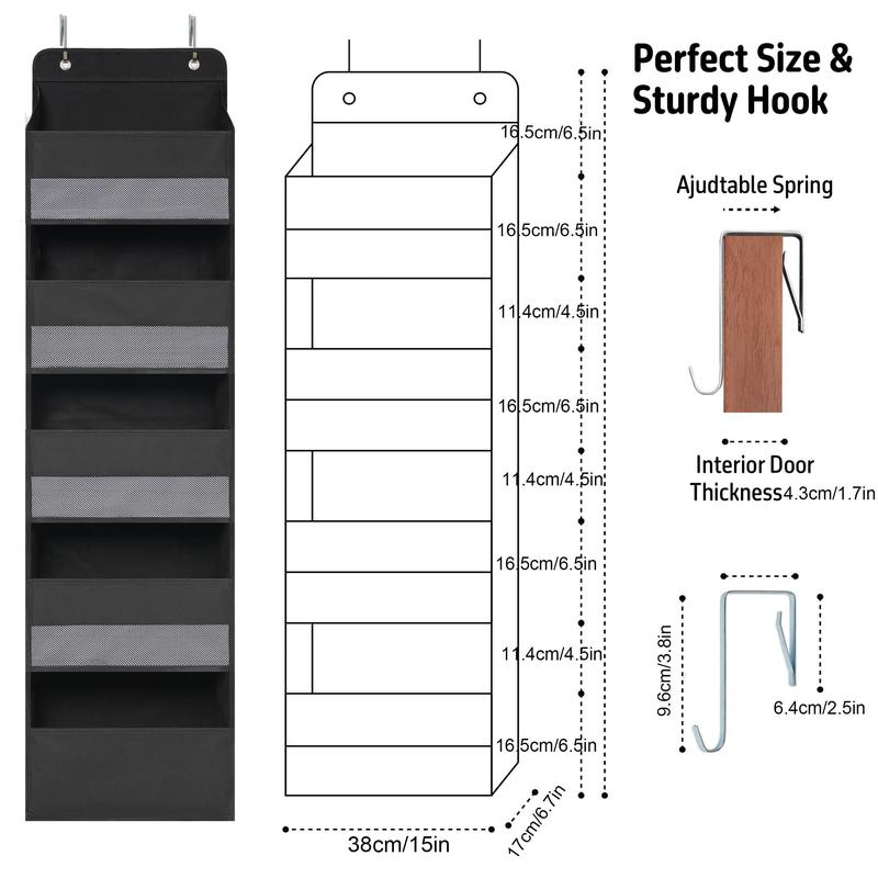 Door Back Storage Organizer, 1 Count Hanging Storage Organizer with Side Pockets, Door Hanging Organizer for Bathroom, Pantry, Bedroom, Closet