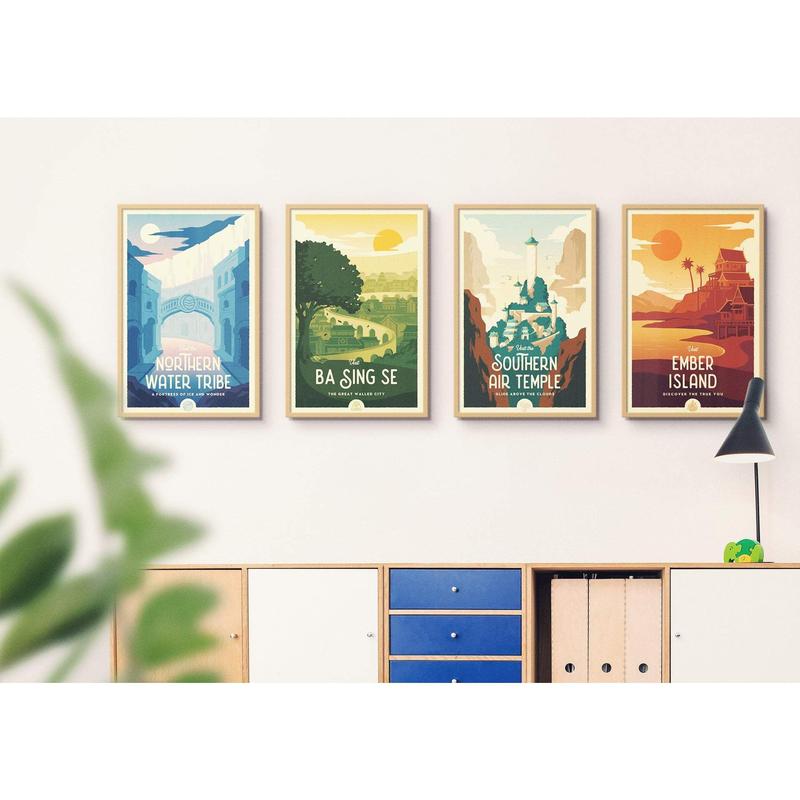 Avatar Retro Travel Poster Bundle - Wall Decor Artwork Gift ATLA