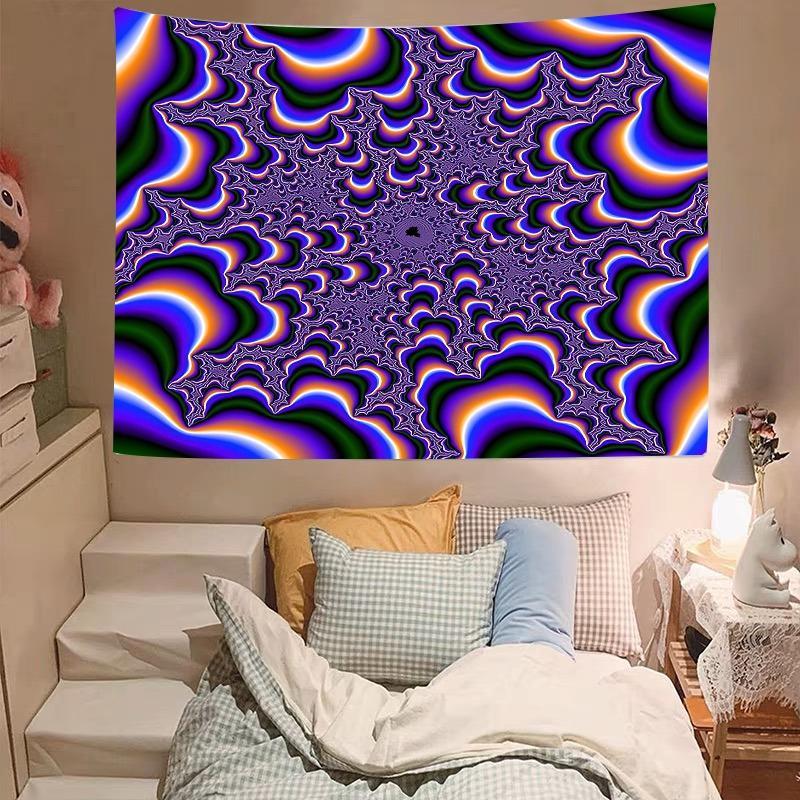 Psychedelic Swirl Design Tapestry, Vibrant Polyester Wall Art for Living Room, Bedroom, Dorm Decor, Perfect Birthday Gift, with Installation Kit