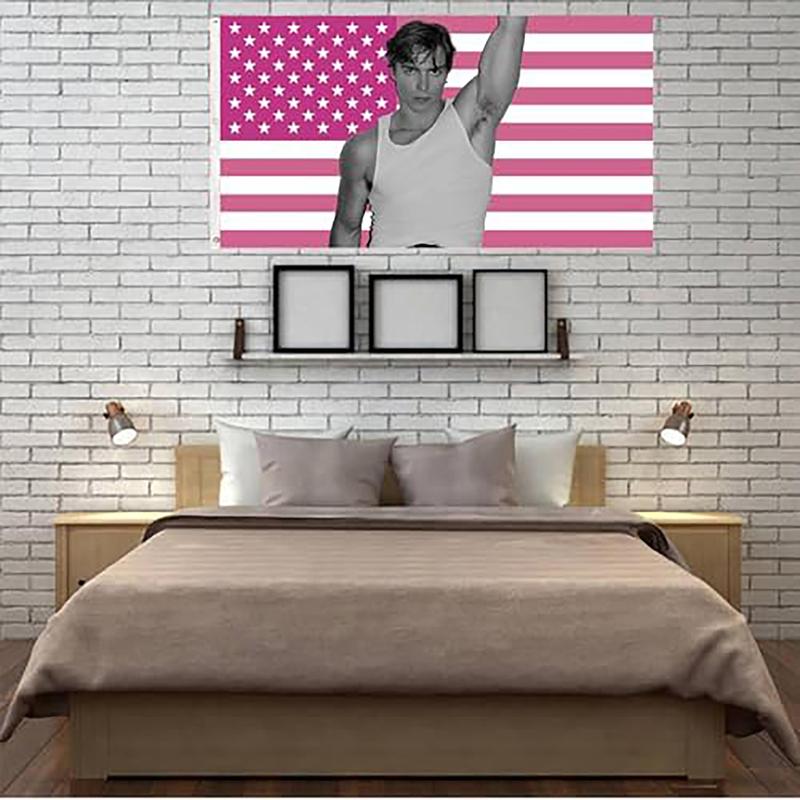 Nicholas Chavez Pink American Flag 3x5Ft Tapestry for Wall Hanging Living Room Bedroom College Dorm Men Cave Decor Banner with 4 Brass Grommets