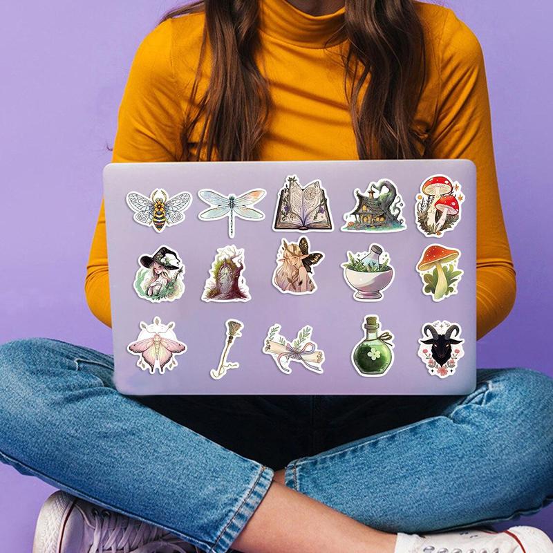 Magic Series Sticker, 50pcs set Forest Mystical Magic Witch Aesthetic Sticker, Self Adhesive Removable Sticker for Water Bottle, Laptop & Scrapbook