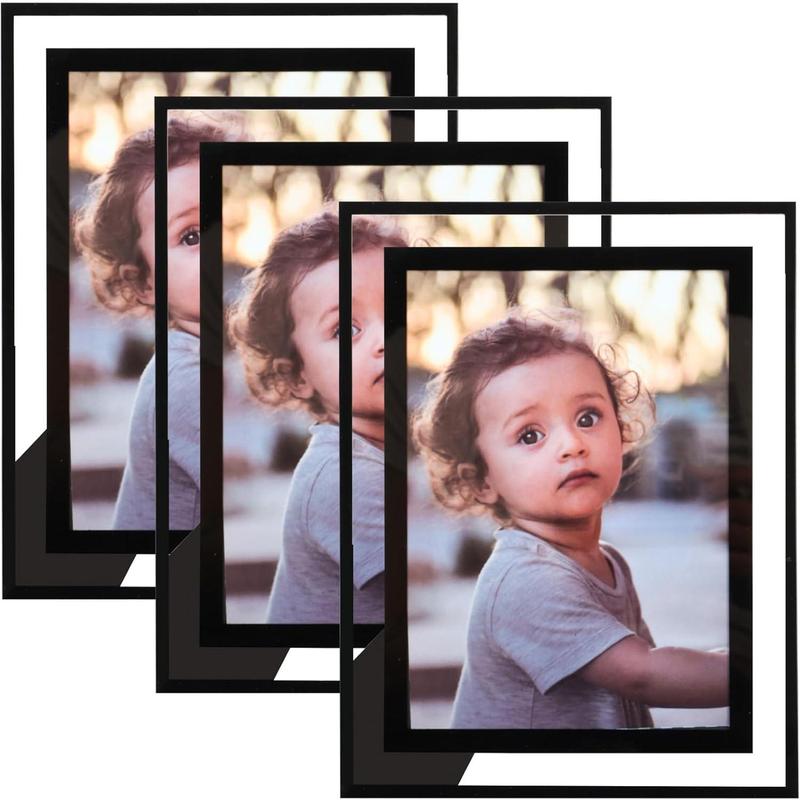 8x10 Picture Frames, Set of 3, Black Photo Frame, Tempered Glass, Tabletop Display Photo Frames for Wall Mounting or Table Top Display, Gift Photo Frame Decor