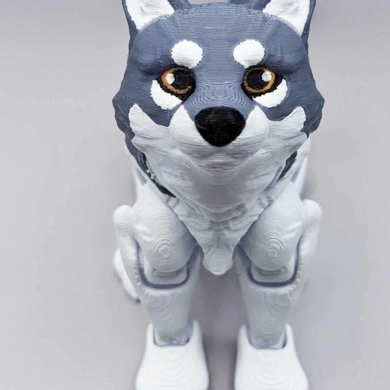 3D Printed Articulated Husky Dog Statue, 1 Count Creative Desktop Decoration, Home Decor Ornament for Living Room Bedroom Office